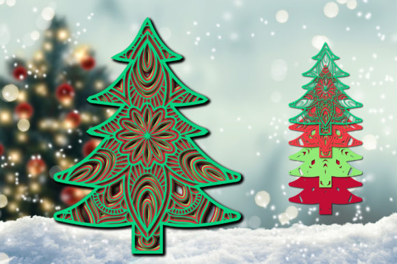 3D Christmas Tree Ornaments Layered – A 3D SVG Design for Festive Editorial Content