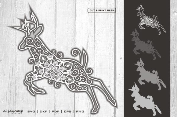 3D Deer Mandala 01: A 3D SVG Shadow Box for Blog & Editorial Design
