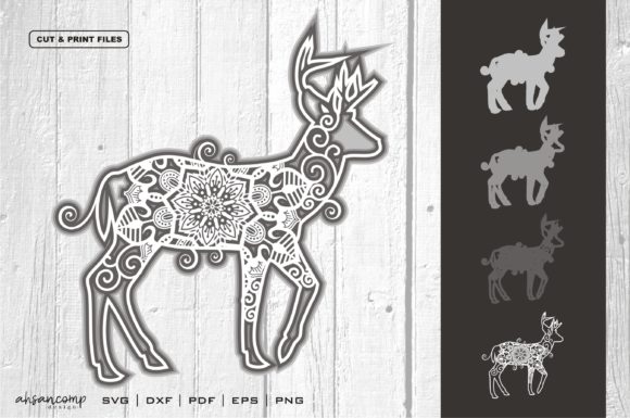 3D Deer Mandala Vector 1: A Versatile 3D SVG for Shadow Boxes & Brand Visuals
