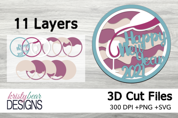 3D Happy New Year Layered Mandala: A Festive 3D SVG for Seasonal Branding and Craft Projects