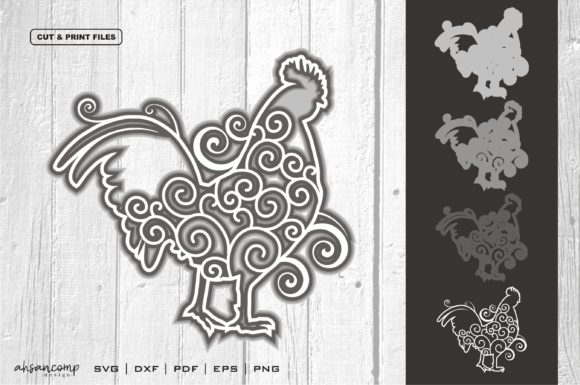 3D Layered Chicken Cut File Vector 2 – A Craft Room Must-Have for Shadow Boxes & 3D SVG Projects