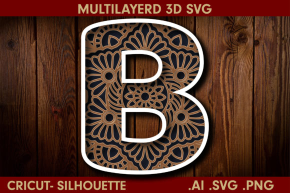 3D Multilayered Letter B Mandala: A Bold 3D SVG for Shadow Boxes & Editorial Design
