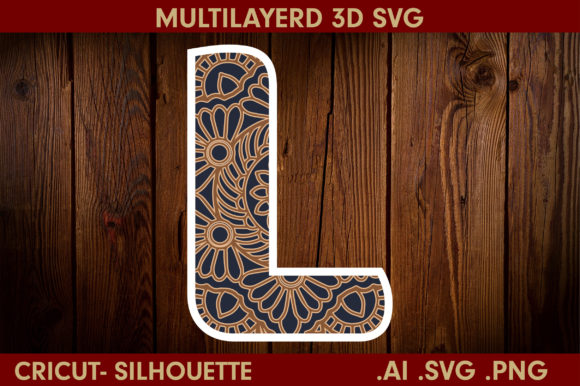 3D SVG Shadow Box Design: L Letter Mandala for Branding & Creative Projects