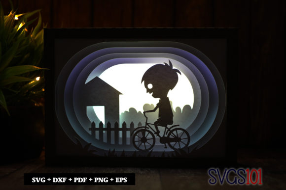 Boy Riding Bicycle Paper 3D Shadow Box: A Fresh 3D SVG for Lifestyle Branding and Social Visuals