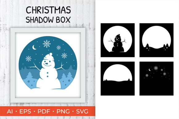 Christmas Shadow Box, Snowman: A Festive 3D SVG for Small Business Branding
