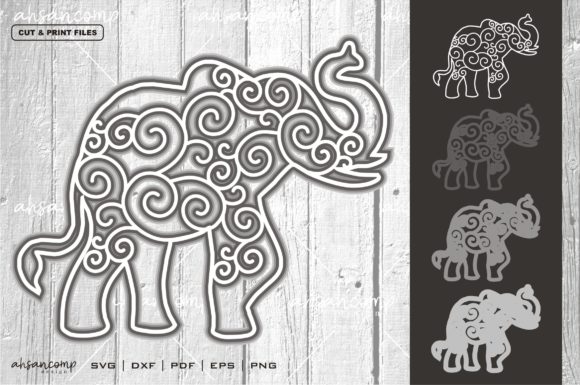 Elephant 5 Vector 3D Layered: A 3D SVG Shadow Box for Modern Content Design