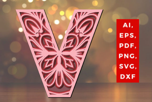 Layered V Letter Mandala SVG: A 3D Design for Creative Sellers