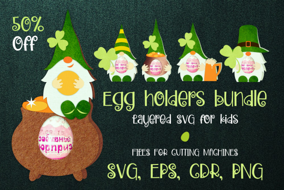 St. Patrick’s Gnomes-Egg Holders Bundle: 3D SVG Shapes with Seasonal Charm