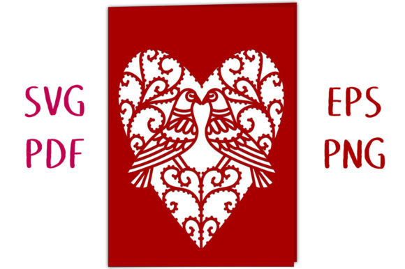 Two Doves Heart Card SVG Cut File: A 3D SVG Design for Elegant Editorial Touches
