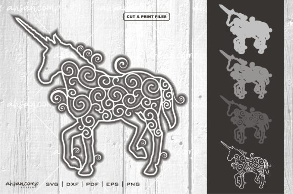 Unicorn Mandala Vector 3D Layered 2: A 3D SVG Shadow Box for Blog & Editorial Design
