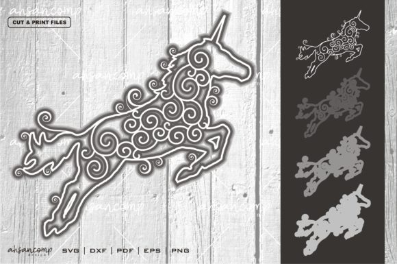 Unicorn Vector 3D Layered 3: A Playful 3D SVG for Creative Branding and Shadow Box Packaging